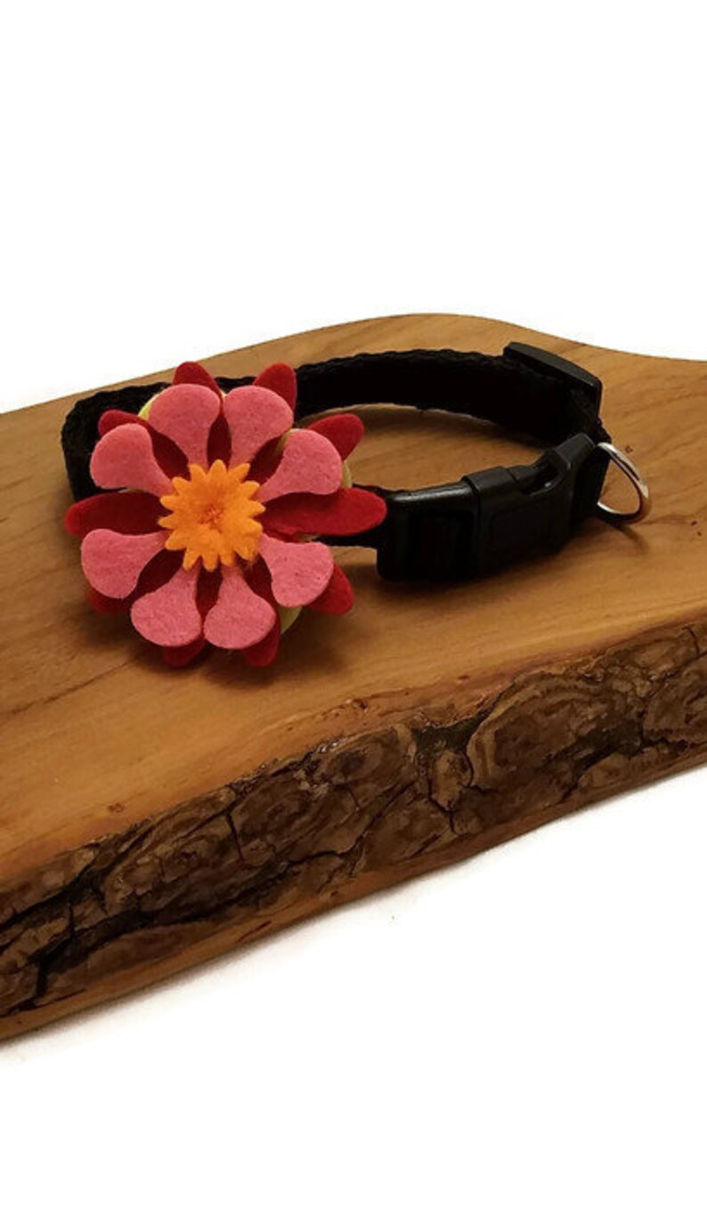 RedPinkOrange Felt Collar Flower