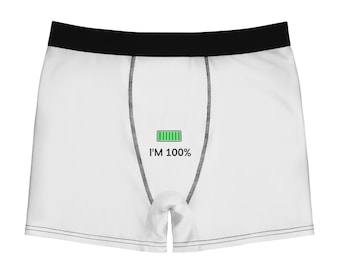 100% Battery Charge Boxer Briefs | Funny Battery Icon Underwear