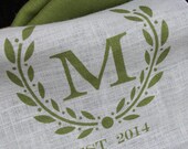 Custom Monogramed Burlap Table Runner  Color Oat