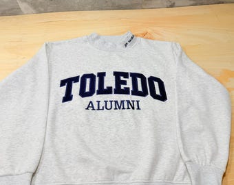 University of Toledo Alumni Embroidered Mockneck Sweatshirt, Go Rockets Blue Gold Pullover