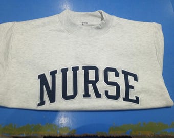 Vintage Nurse Mockneck Sweatshirt, Organic Cotton Crewneck, Cozy Embroidered Nurse Apparel Gift