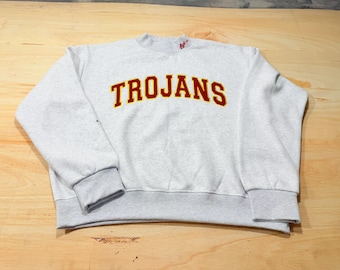 USC Trojans Embroidered Mockneck Sweatshirt, Fight On Cardinal Gold Varsity Pullover
