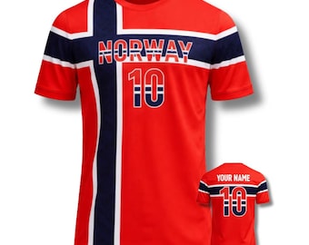 Customized Custom Norway Soccer Jersey, Norwegian Flag Football Fan T-Shirt