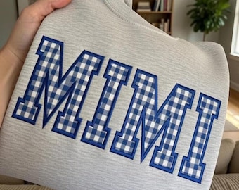 Gingham mockneck embroidered sweatshirt | Any letters at Front