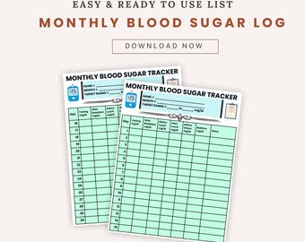 Maandelijks bloedsuikerlogboek afdrukbaar | Diabetesglucosetracker pdf | Blad voor bloedglucosemeting | Diabetische gezondheidsplanner | Direct downloaden