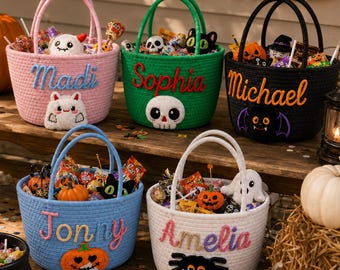 Personalized Boo Basket, Custom Halloween Gift Basket, Kids Trick or Treat Bucket, Spooky Party Favor