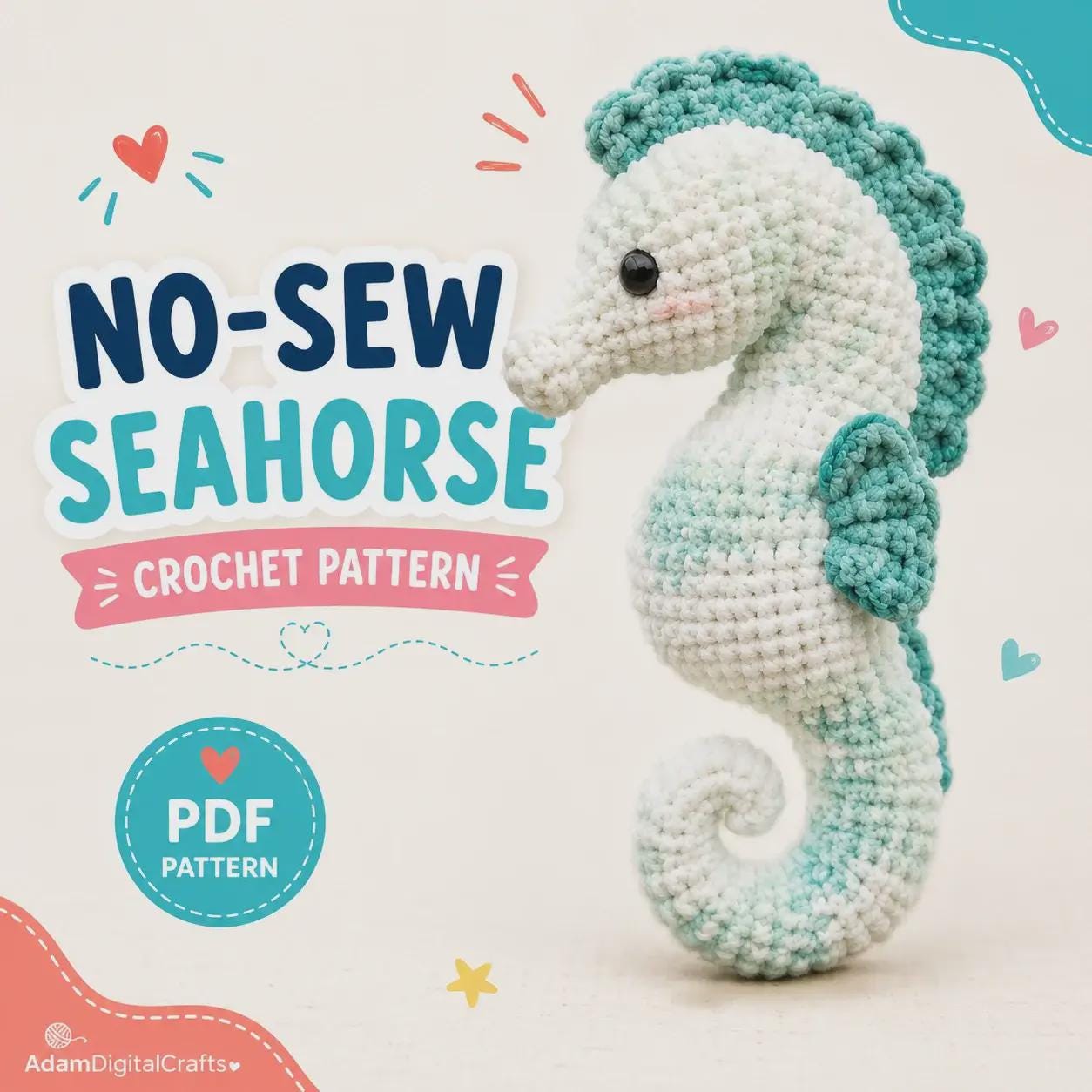 30 Seahorse Crochet Patterns to Make for Ocean-Inspired Gifts, Nursery Decor, and... 9 No-Sew Seahorse Plush Pattern