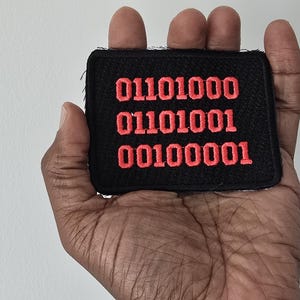 Binary Message embroidered patch ( Customizable Message Available ) image 3