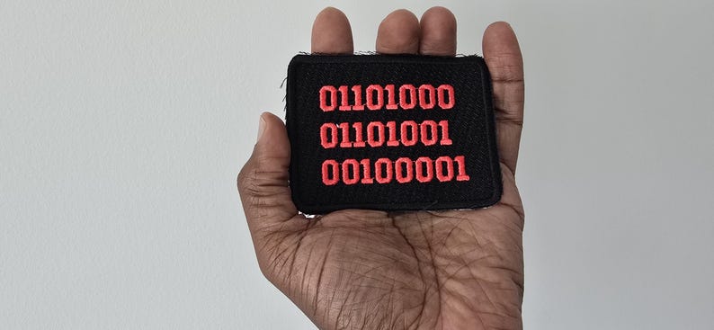 Binary Message embroidered patch ( Customizable Message Available ) image 3