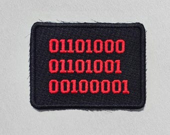 Binary Message embroidered patch ( Customizable Message Available )