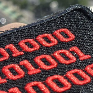Binary Message embroidered patch ( Customizable Message Available ) image 2