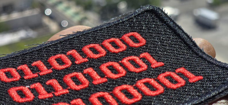 Binary Message embroidered patch ( Customizable Message Available ) image 2