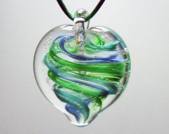 Memorial Glass Pendants, Cremation Ashes, Ashes in Glass, Heart, Oval, Teardrop, Pet, Contact Us at www.kevinfultonglass.com For Other