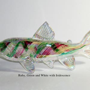 Memorial Glass Trout/Salmon Sculpture, Cremation Ashes, Pet, Contact Us at www.kevinfultonglass.com For Other