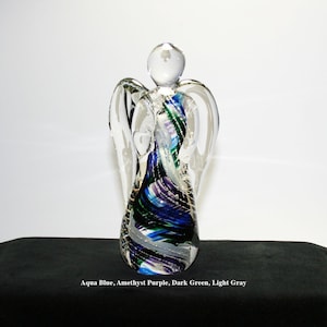 Memorial Glass Contemporary Style Angel Paperweight, Cremation Ashes, Pet, Contact Us at www.kevinfultonglass.com For Other