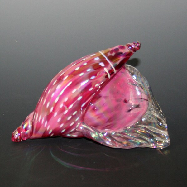 Glass Sea Shell Sculpture - Ruby Pink