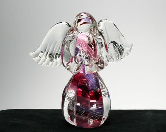 Memorial Glass Classical Angel Paperweight, Cremation Ashes, Pet, Contact Us at www.kevinfultonglass.com For Other