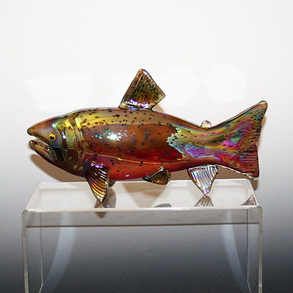Hand Blown Glass Fish Chinook Salmon Sculpture