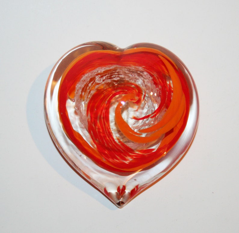 Memorial Glass Heart Paperweight, Cremation Ashes, Pet, Contact Us at www.kevinfultonglass.com For Other image 2