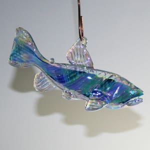 Memorial Glass Trout/Salmon Suncatcher: Cremation Ashes Pet Keepsake