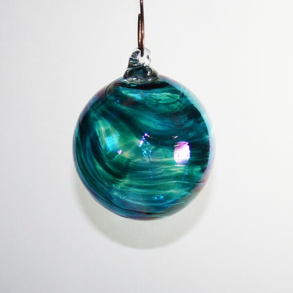 Hand Blown Glass Christmas Ornaments - Teal Green