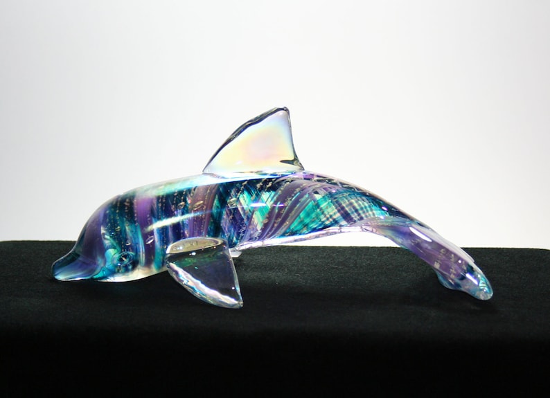 Cremation Ashes Memorial Glass Dolphin Sculpture Pet Contact Us at www.kevinfultonglass.com For Other