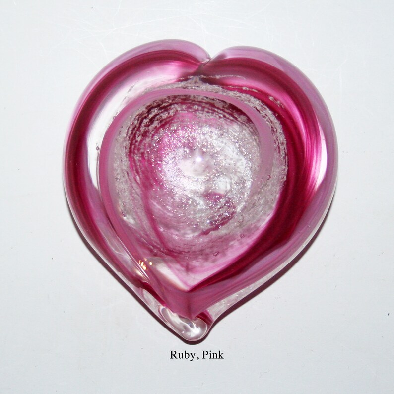 Memorial Glass Heart Paperweight, Cremation Ashes, Pet, Contact Us at www.kevinfultonglass.com For Other image 3