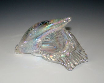 Memorial Glass Sea Shell Sculpture, Cremation Ashes, Pet, Contact Us at www.kevinfultonglass.com For Other