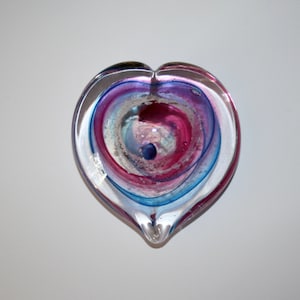 Memorial Glass Heart Paperweight, Cremation Ashes, Pet, Contact Us at www.kevinfultonglass.com For Other