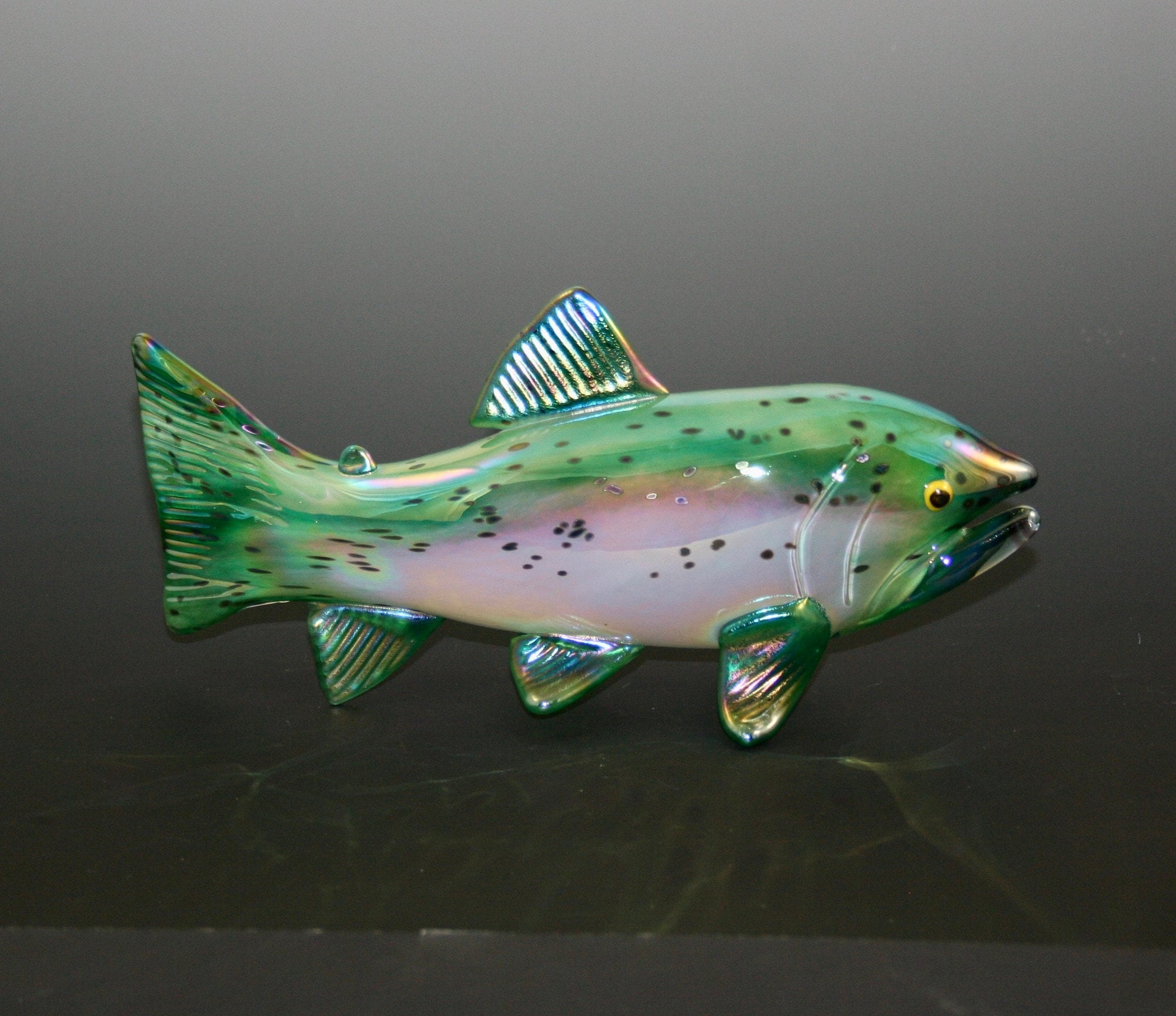 Hand Blown Glass Fish Rainbow Trout Sculpture Etsy