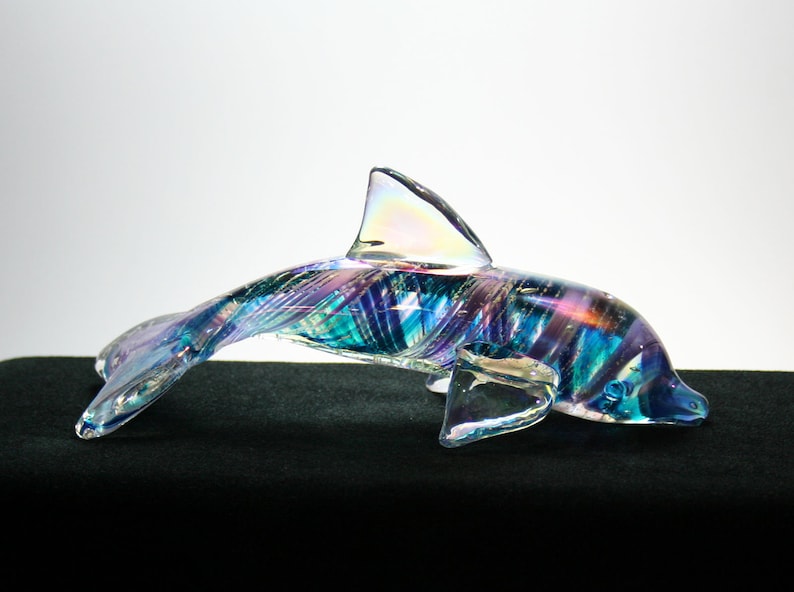 Cremation Ashes Memorial Glass Dolphin Sculpture Pet Contact Us at www.kevinfultonglass.com For Other