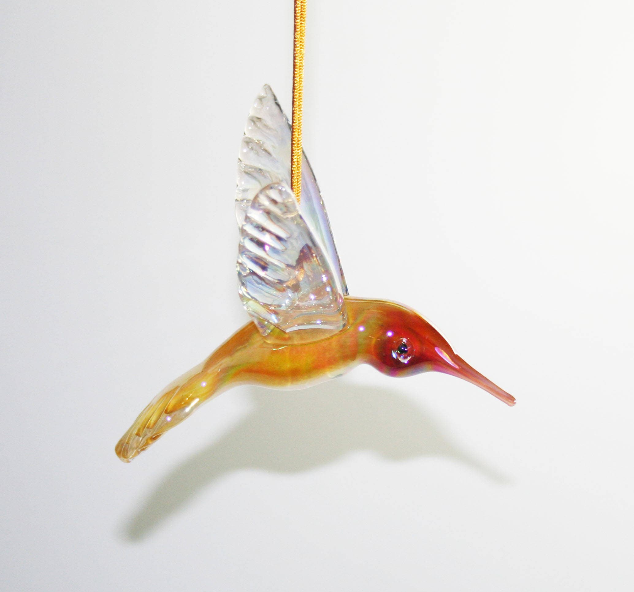 Hand Blown Glass Hummingbird Ornament/Suncatcher Amber Etsy