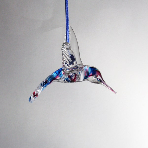 Memorial Glass Hummingbird Suncatcher, Cremation Ashes, Pet, Bereavement, Contact Us at www.kevinfultonglass.com For Other