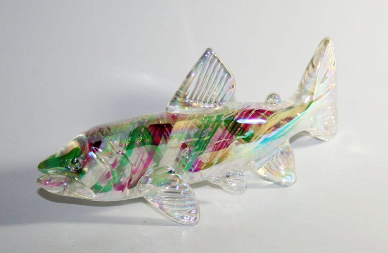 Memorial Glass Trout/salmon Sculpture Cremation Ashes Pet Etsy
