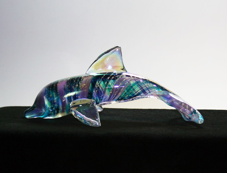 Cremation Ashes Memorial Glass Dolphin Sculpture Pet Contact Us at www.kevinfultonglass.com For Other