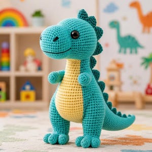 Amigurumi Dinosaur Pattern PDF, Crochet Dino Tutorial, Plush Toy Pattern, Digital Download