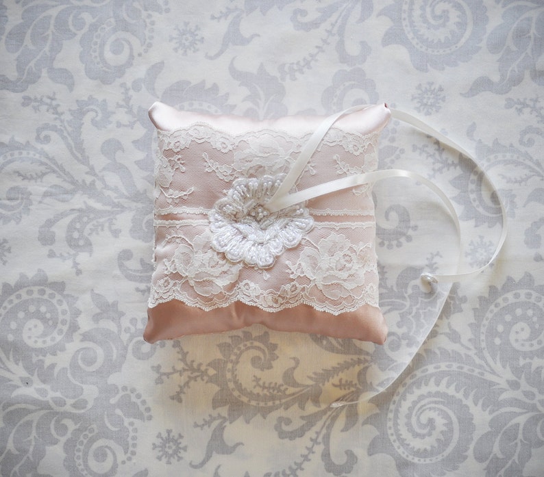 Ring Bearer Pillow Blush Pink Wedding Pillow with Vintage Etsy