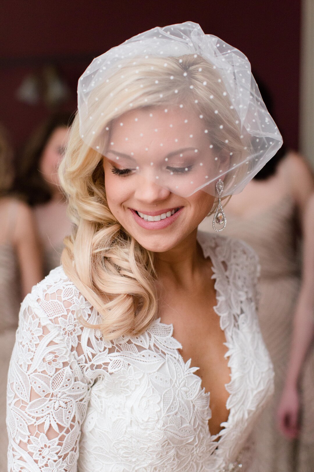 Ivory Bird Cage Veil Polka Dot Veil Tulle Birdcage Veil With Etsy