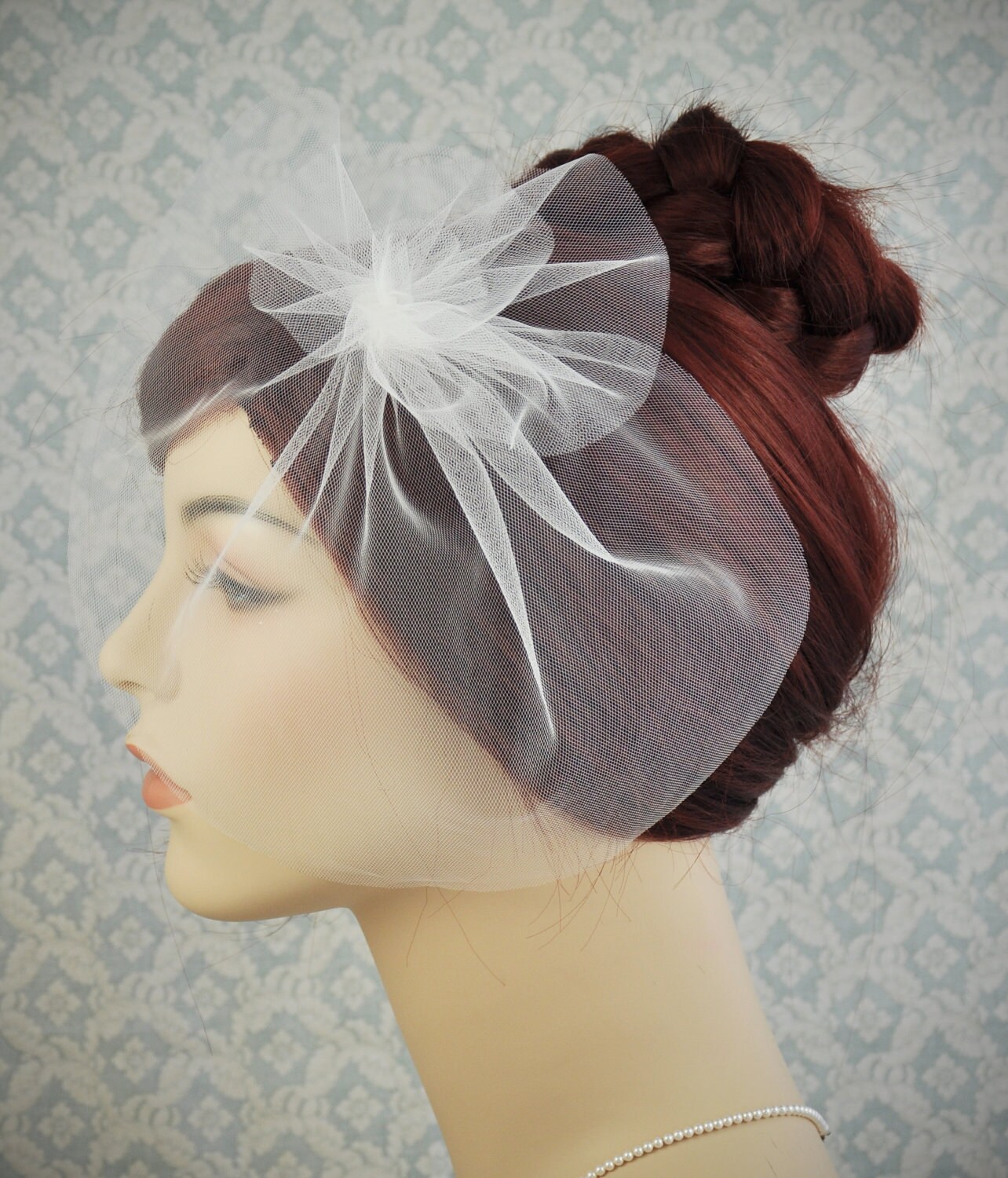 Blusher Veil Wedding Veil With Flower Simple Wedding Veil Etsy