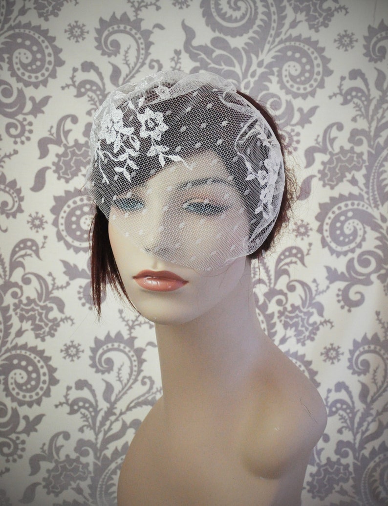 Lace Birdcage Veil W/ Polka Dots Satin Headband Veil W/ Etsy
