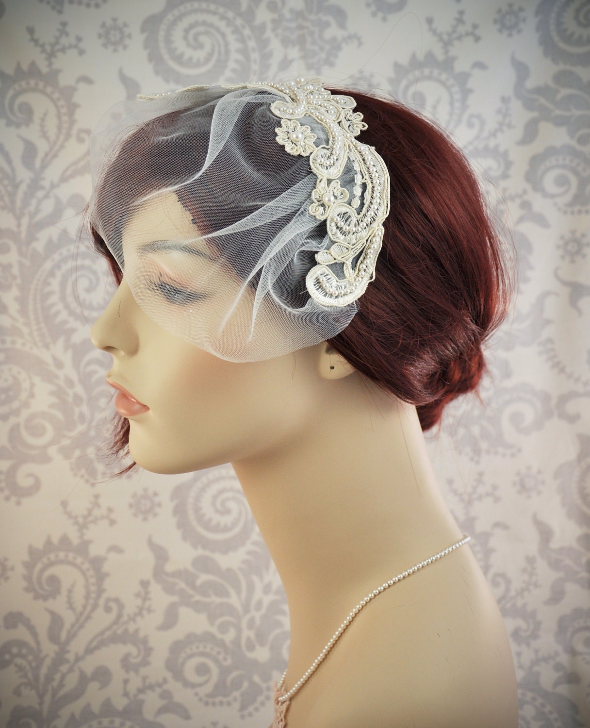 Bridal Veil vintage style wedding veil hand beaded veil Etsy