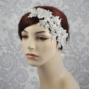 Crystal Lace Headband, Crystal Hair Accessories, Rhinestone and Lace Bridal Headpiece, Lace Wedding Headband - 105HP