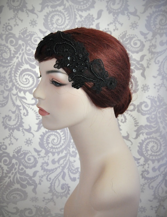 Black Lace Headband Black Bridal Hair 