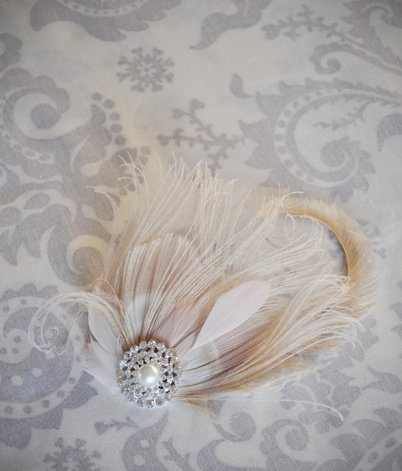 Ivory Peacock Feather Fascinator Ivory Bridal Hair Accessory - Etsy