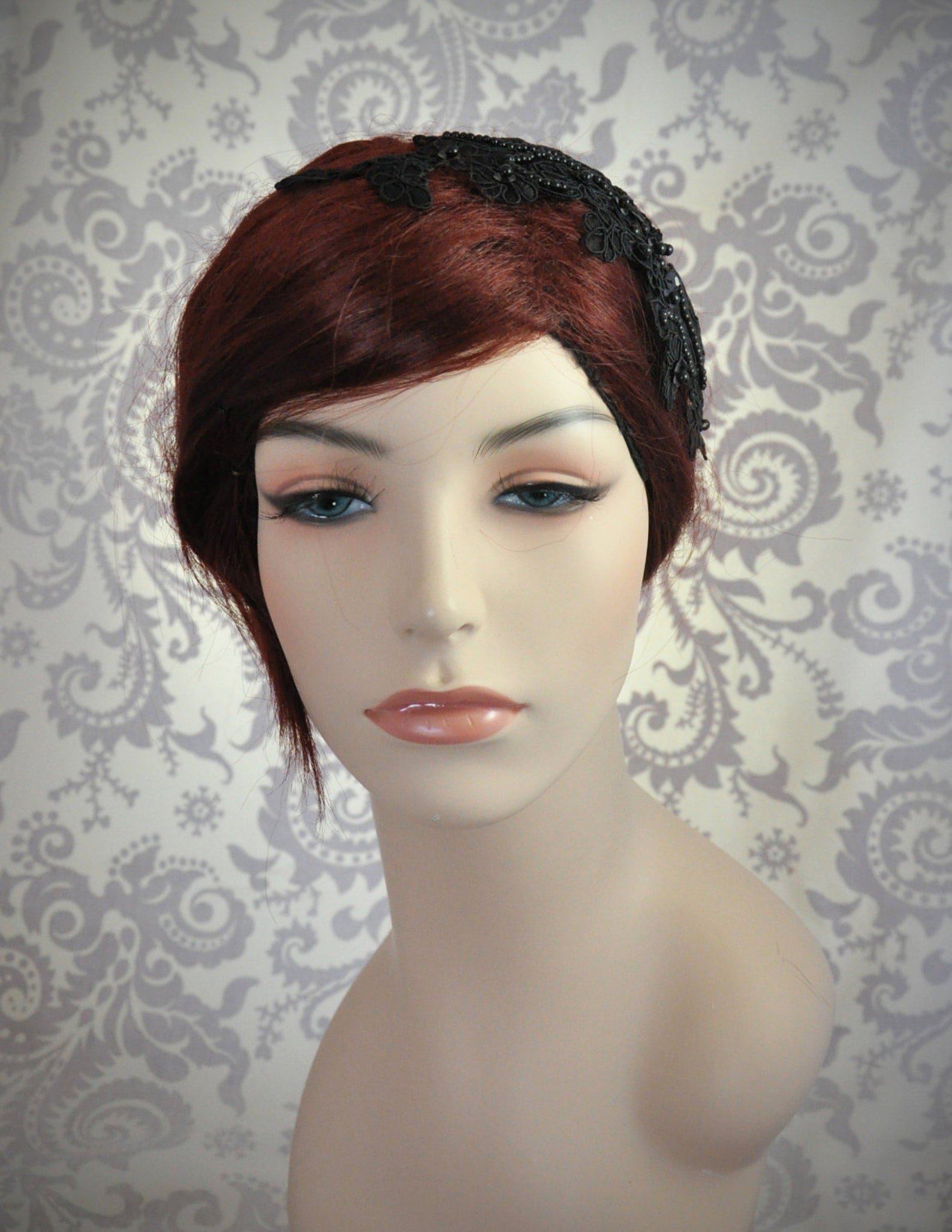 Black Lace Headband Black Bridal Hair Accessories Black Hair Etsy