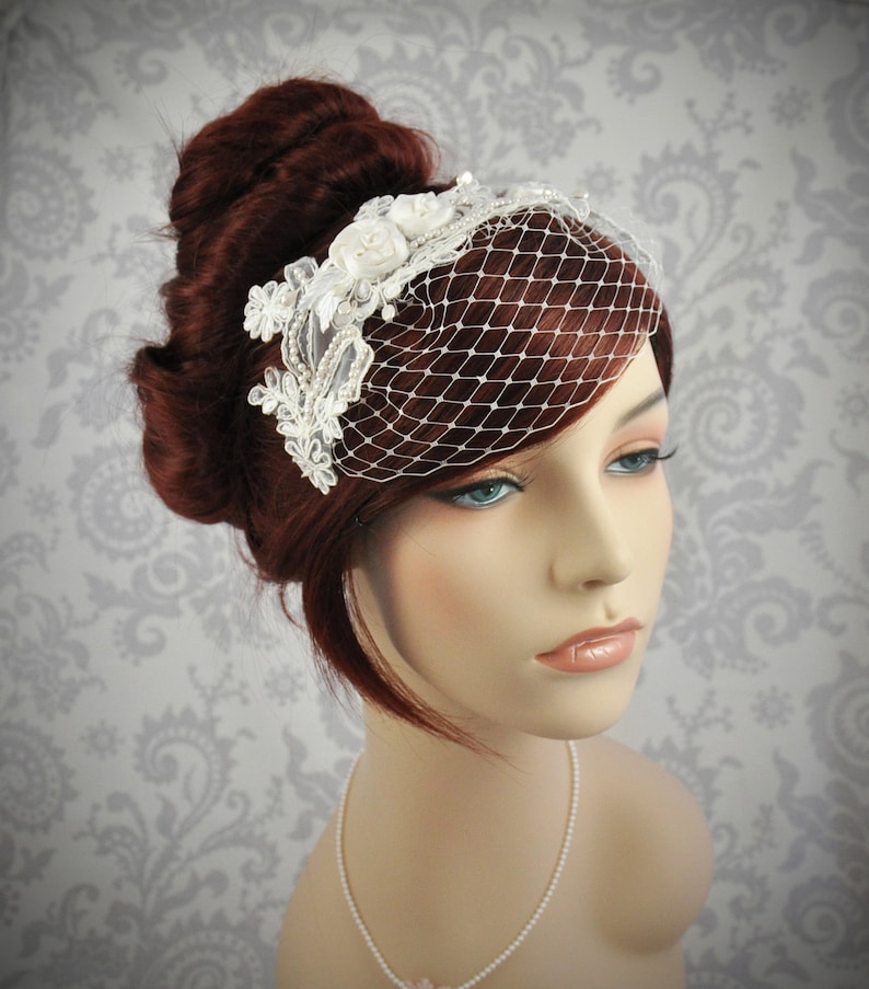Birdcage Veil Detachable Headband Veil with french netting Etsy