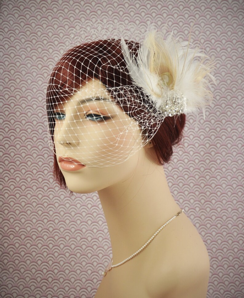 Birdcage Veil With Feather Fascinator Bridal veil with Etsy