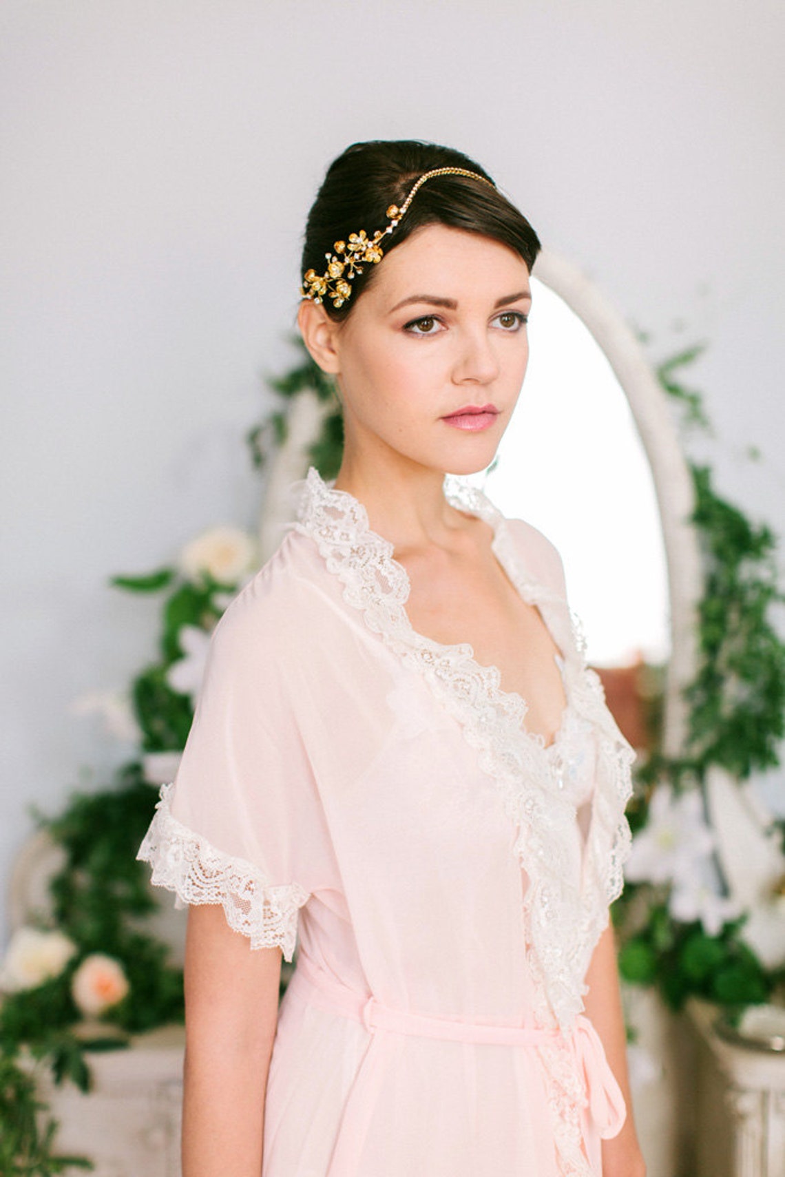 Gold Flower Cluster Crystal Bridal Headband Crystal Wedding Etsy