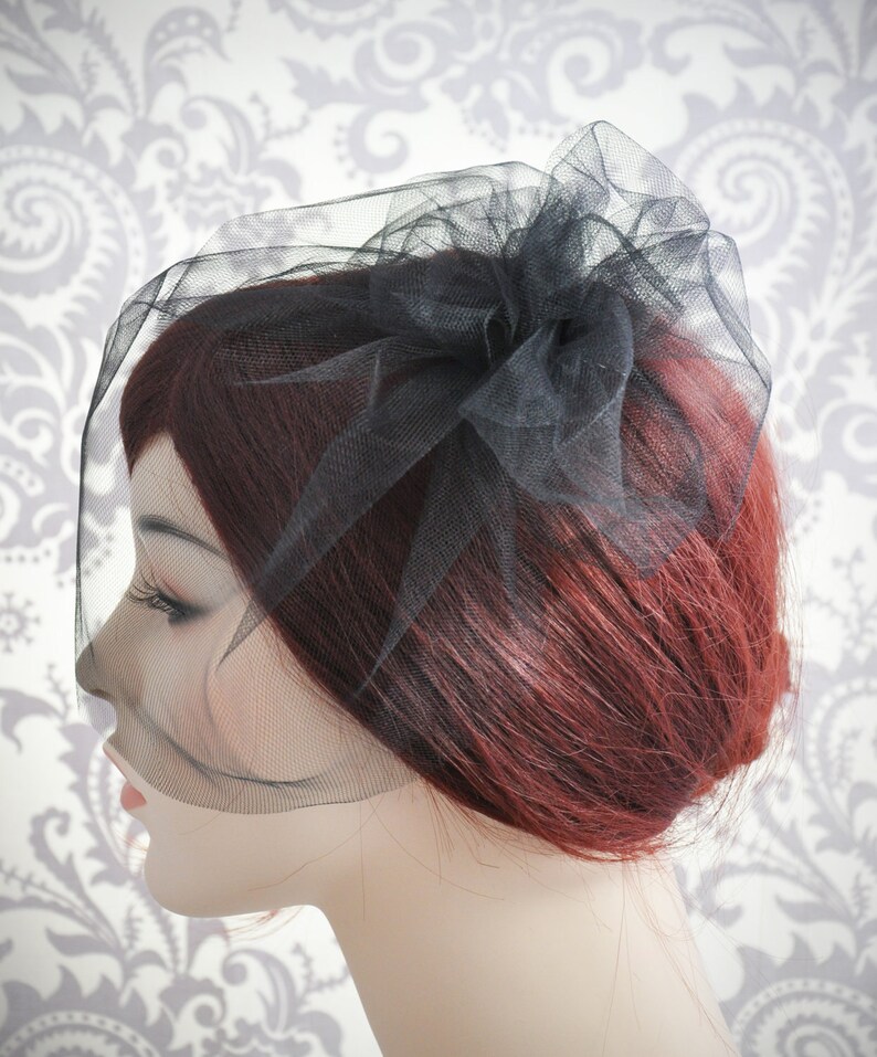 Black Veil Black Birdcage Veil Black Wedding Veil With Etsy