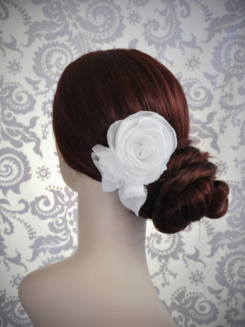 Silk Hair Flower Bridal Flower Hair Clip Headpiece White Etsy